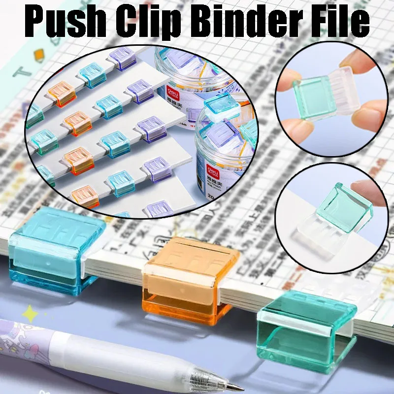 

Transparent Colorful Paper Clipper Push Clip Binder for Exam Papers, Document Organizer File Folder Binding Clamp