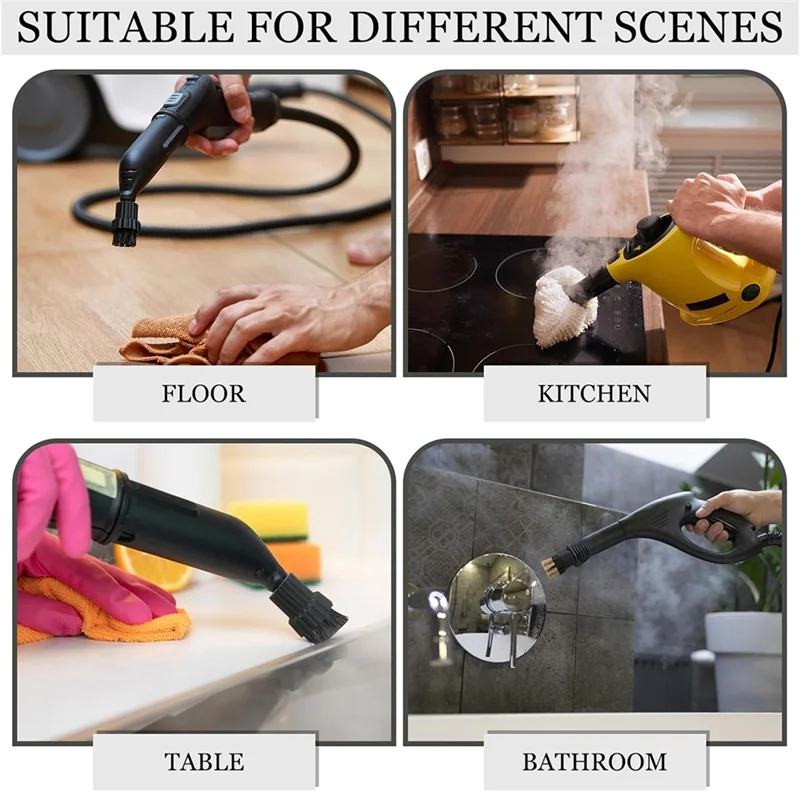 

A85I-16Pcs M8 Steam Cleaner Brush Head Steamer Replacement Attachments For Hard Surface Brush Head Steam Cleaner Accessories