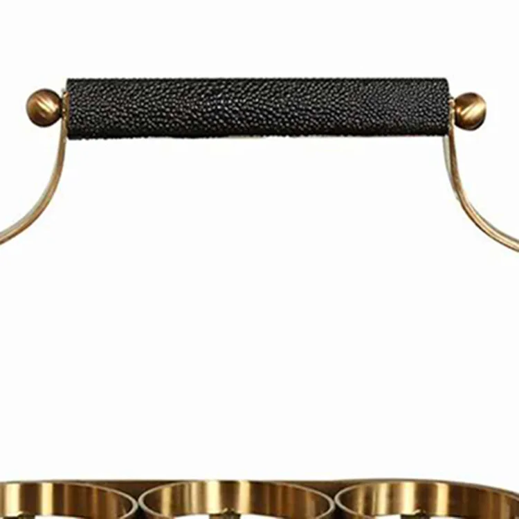 High-grade light luxury creative wrought iron electroplated imitation copper wine rack model room ornament