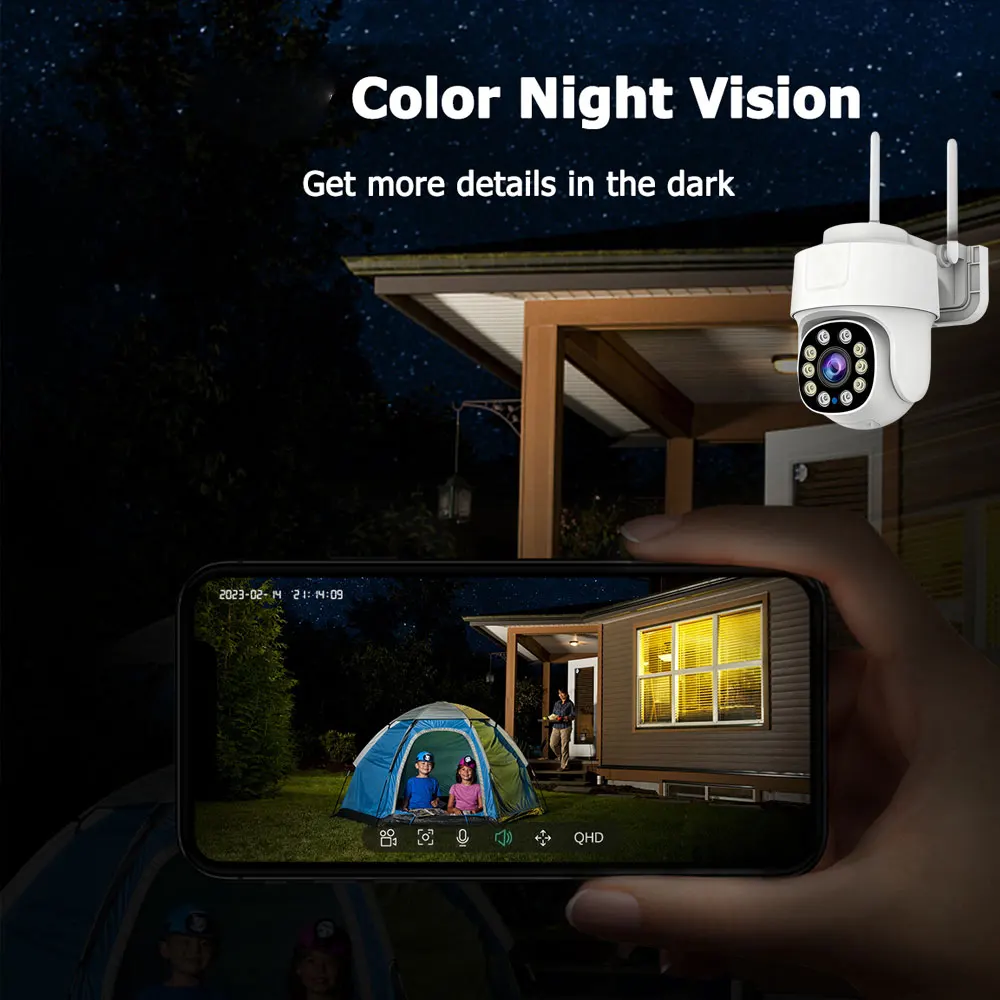 Clearance Low Price 5MP WiFi PTZ Outdoor Camera Auto Tracking Color Night Vision Two Way Audio Waterproof Security CCTV Camera