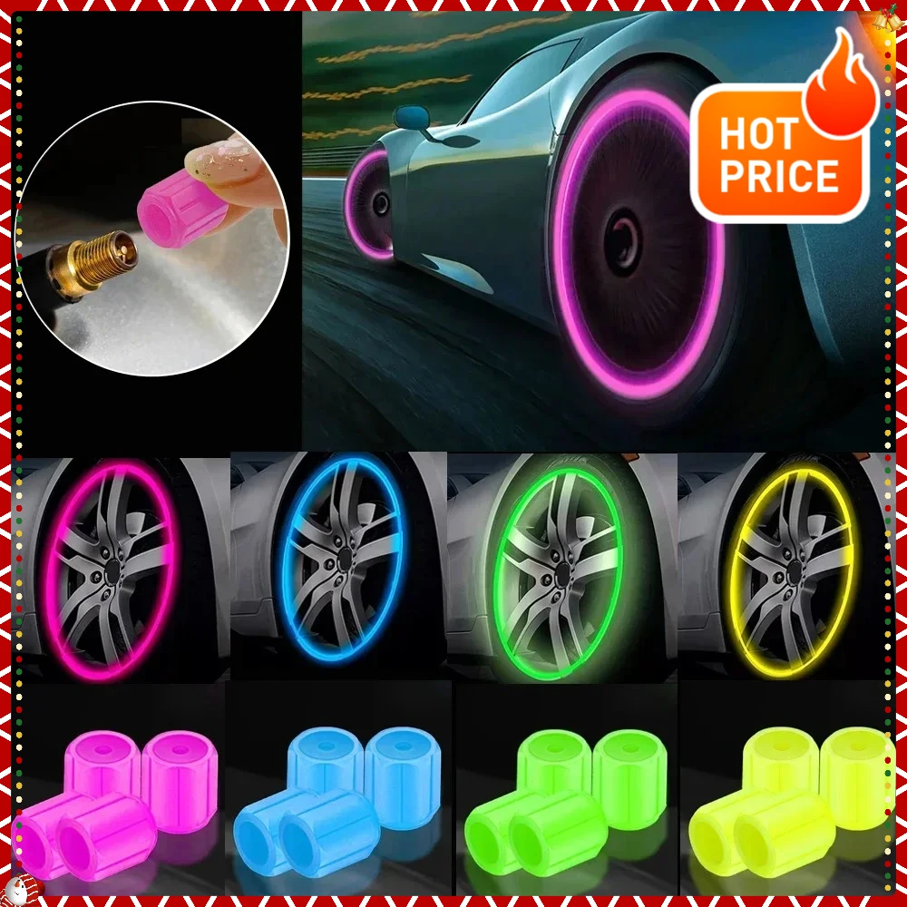 ベストセラー 光る蛍光タイヤバルブキャップ – 車、バイク、オートバイ用の夜間装飾、ホイールノズルタイヤキャップアクセサリー