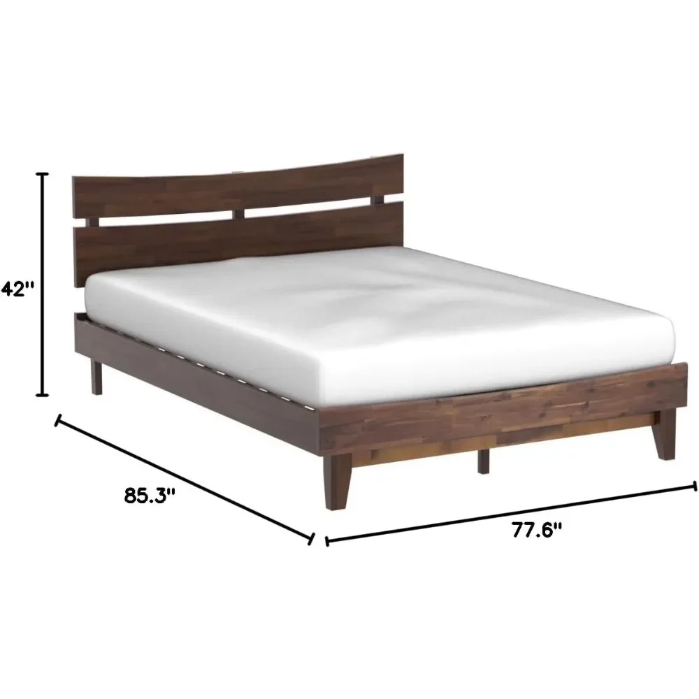 Wooden Frame with Headboard, Solid Wood Platform Bed, Easy To Assemble, No Need for Spring Mattress Polishing Bedroom Furniture