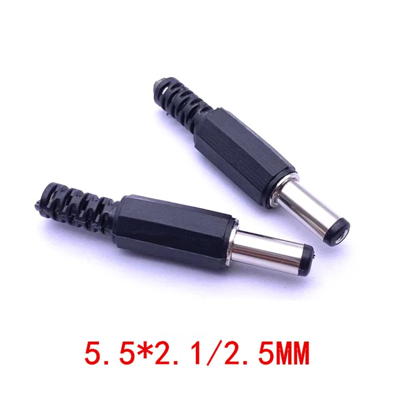 

5Pcs DC Socket Male Barrel Jacks, 5.5x2.5mm & 5.5x2.1mm, Solder-On DIY Power Plug Adapter for Versatile Use