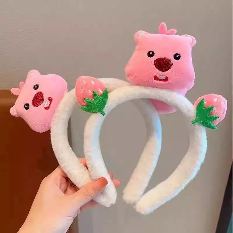 New Miniso Loopy Plush Hair Bands 2024 New Pink Headbands Kawaii Cartoon Wash Face Makeup Hair Bands Hair Accessory