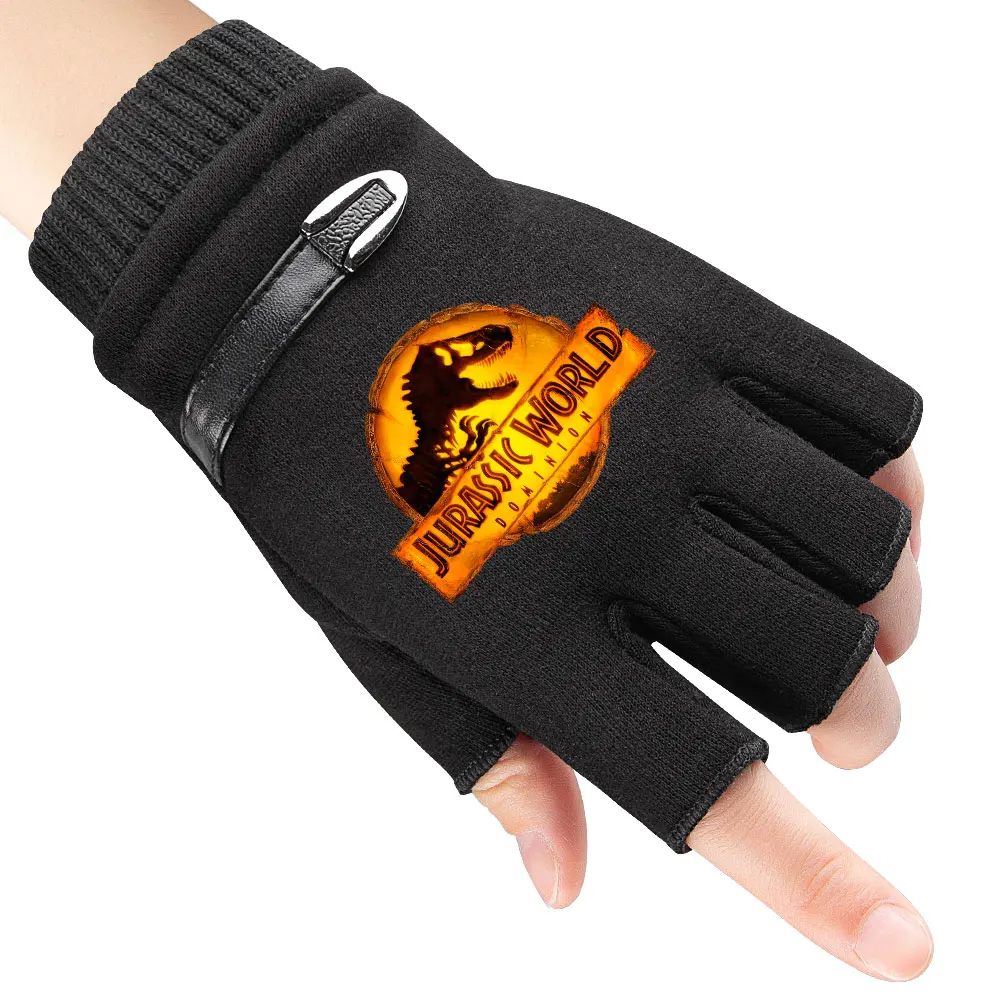 Jurassic World Dominion Cartoon Children Gloves 2022 new boy girl Fingerless Gloves Spring Autumn Warm Knitted Gloves