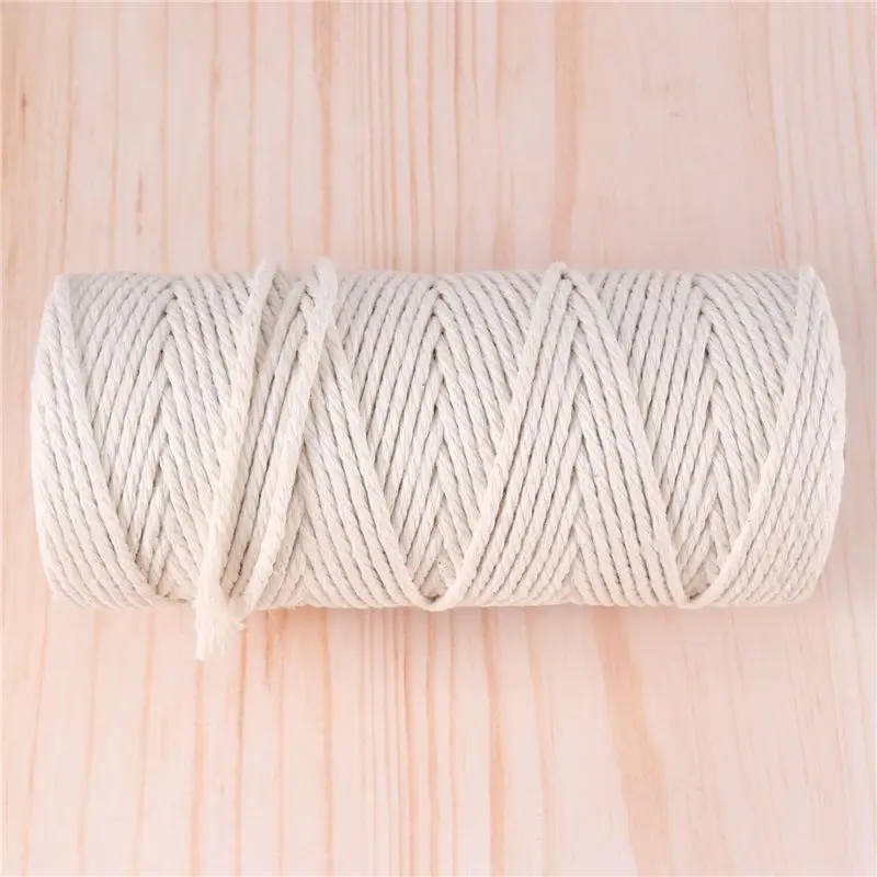 FLYY-Makramee-Baumwollschnur 3 mm mit Makramee-Perlen, Holzseil, Holzstab mit Haken für Pflanzenwandhalterungen, Makramee-Set – Detail 6