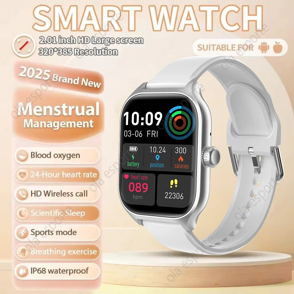 

Новые умные часы 2.01 HD с большим экраном, Bluetooth-вызов, монитор сердечного ритма сна, монитор здоровья для мужчин и женщин, спортивные умные часы для Android IOS