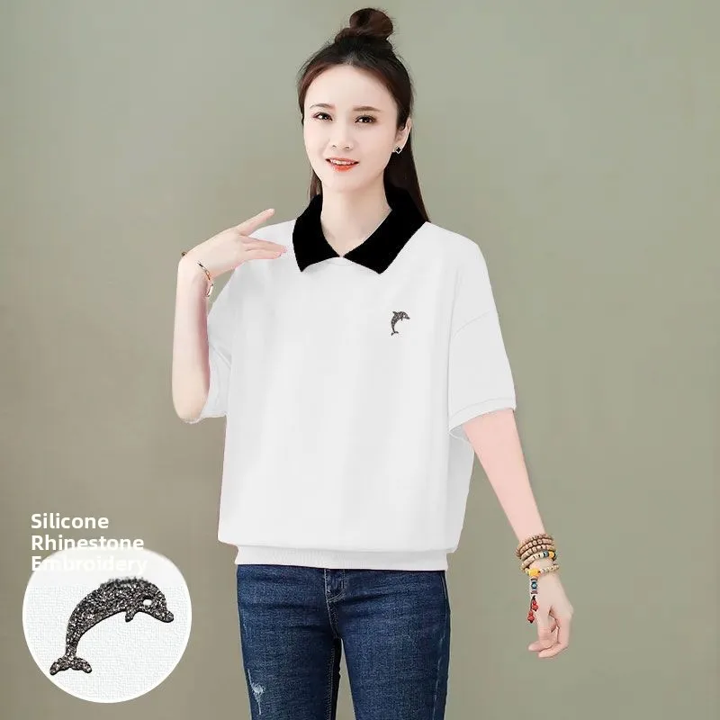 Damska bluza na wiosnę i lato, luźna, uniwersalna, odmładzająca, plus size, top.