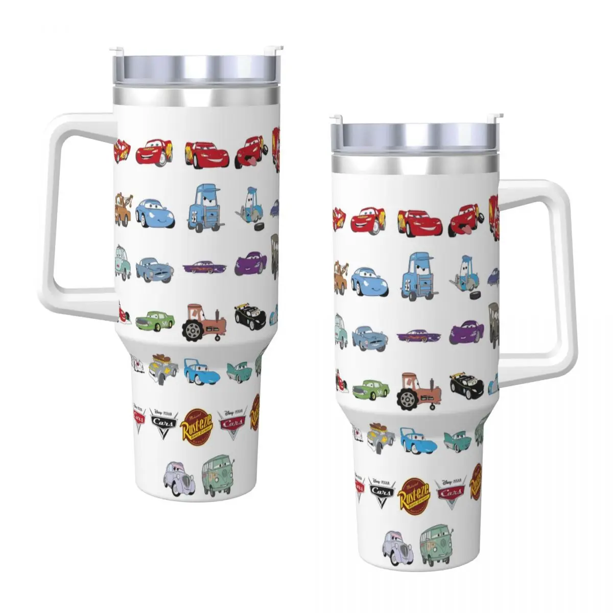 Cars Lightning Mcqueen Collages Tumbler Cold Drink Water Bottle Heat Preservation Stainless Steel Mug Graphic Driving Mugs Cup