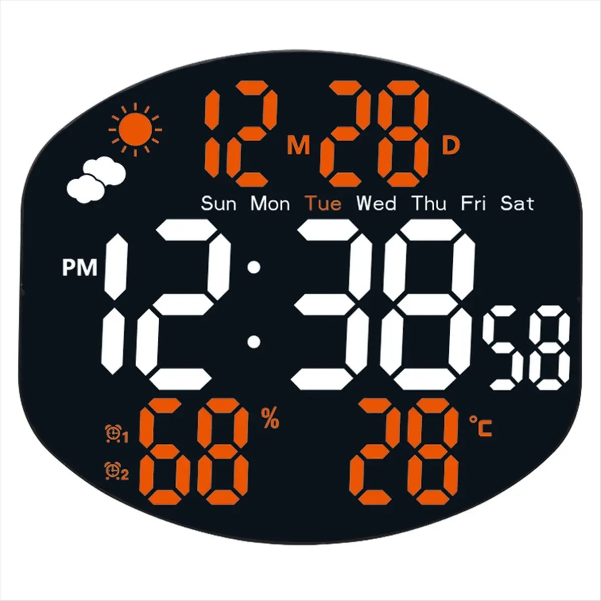 《Factory Direct》Digital Alarm Clock Wall Clock Weather Station with Humidity/Temp/Auto Dimming/Date/Two Alarm Set/Standing/Hangi