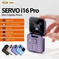 SERVO i16 PRO Mini Flip Mobile Phone Speed Dial FM Radio Blacklist Magic Voice 2G GSM Dual SIM Standby Small Foldable Cellphones
