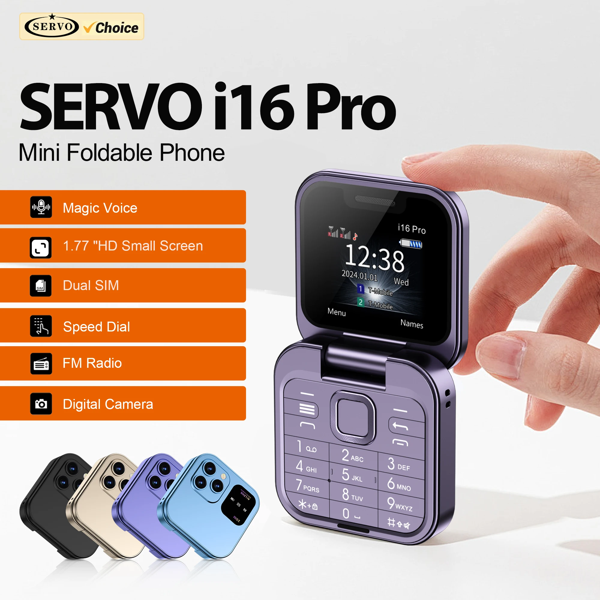 SERVO I16 PRO Mini Flip Mobile Phone Speed Dial FM Radio Blacklist Magic Voice 2G GSM Dual SIM Standby Small Foldable Cellphones