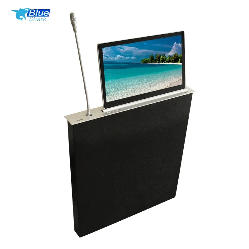 

2025 Motorized Touch Screen Audio Video Conference System Equipment LCD Monitor Lift With Microphone For Voting Meeting Room
