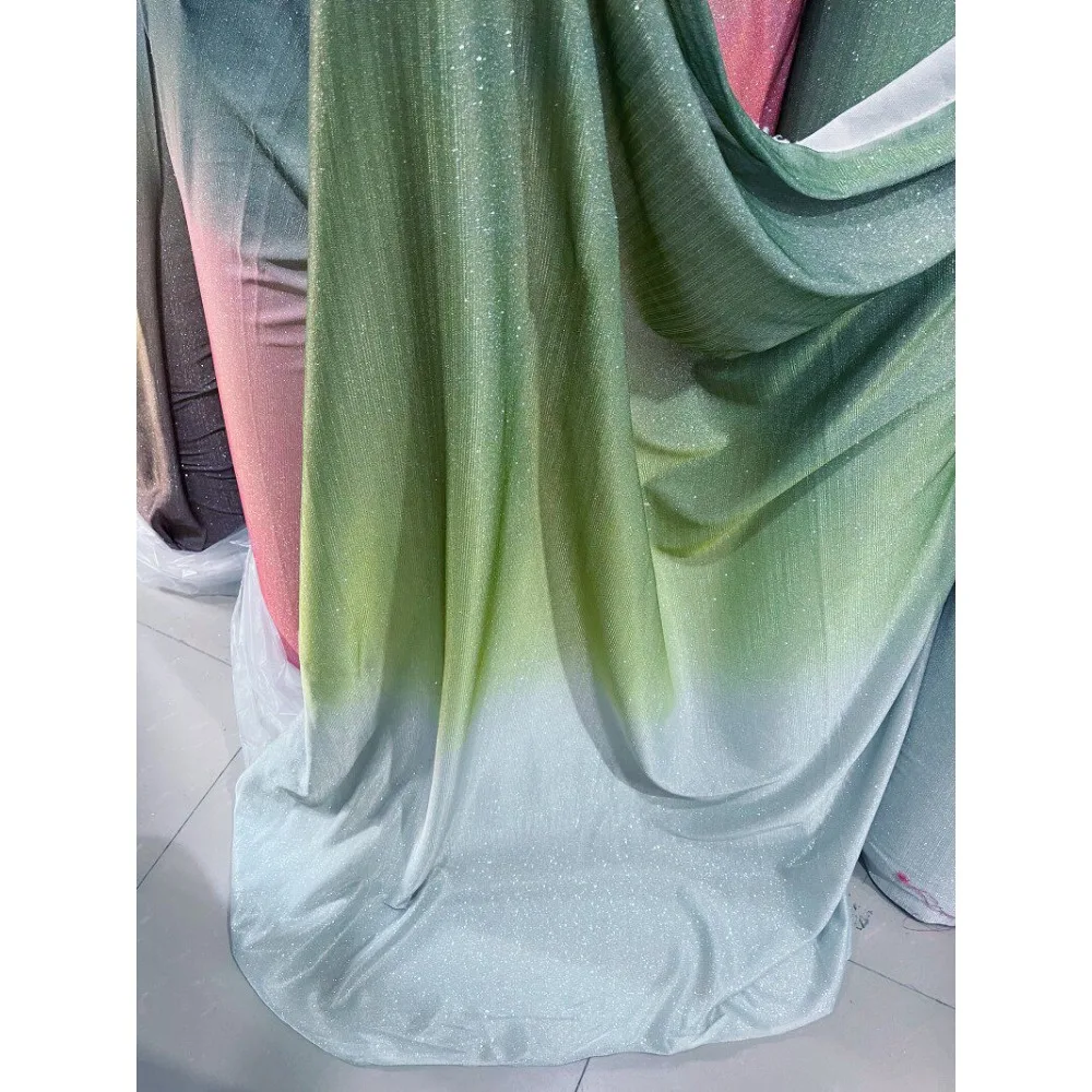 

Stretch Gradient Satin Fabric - Shimmering Ombre Pink, Purple & Green - Watermelon Red Sparkle Cloth for Wedding Dresses