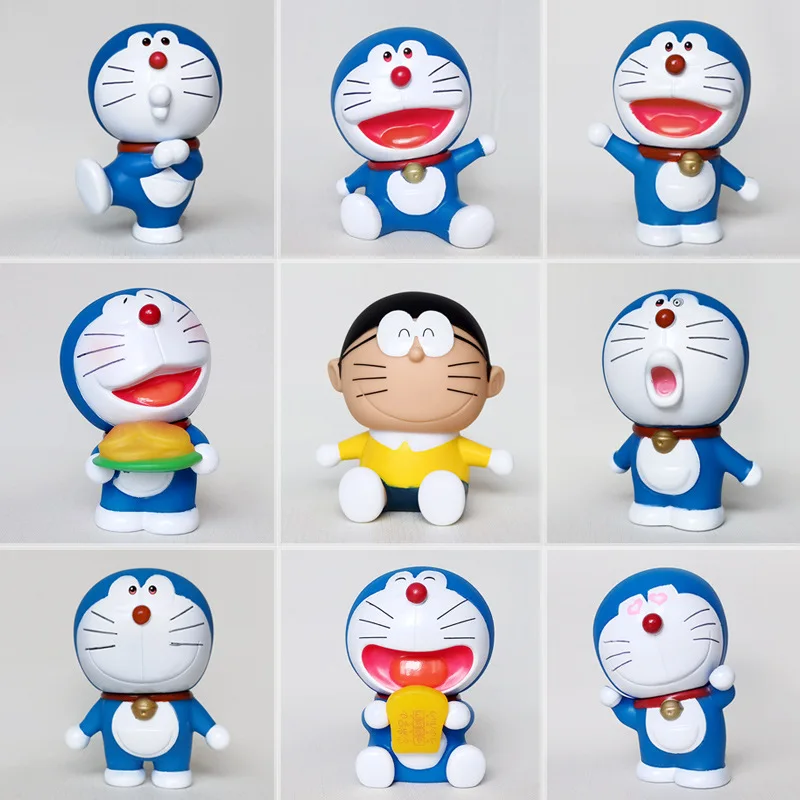 10CM Doraemon Kawaii Anime Action Figure Model GK Toys Cute Collection Adorable Fashion Dolls Gifts Car Decoration Xmas Gift