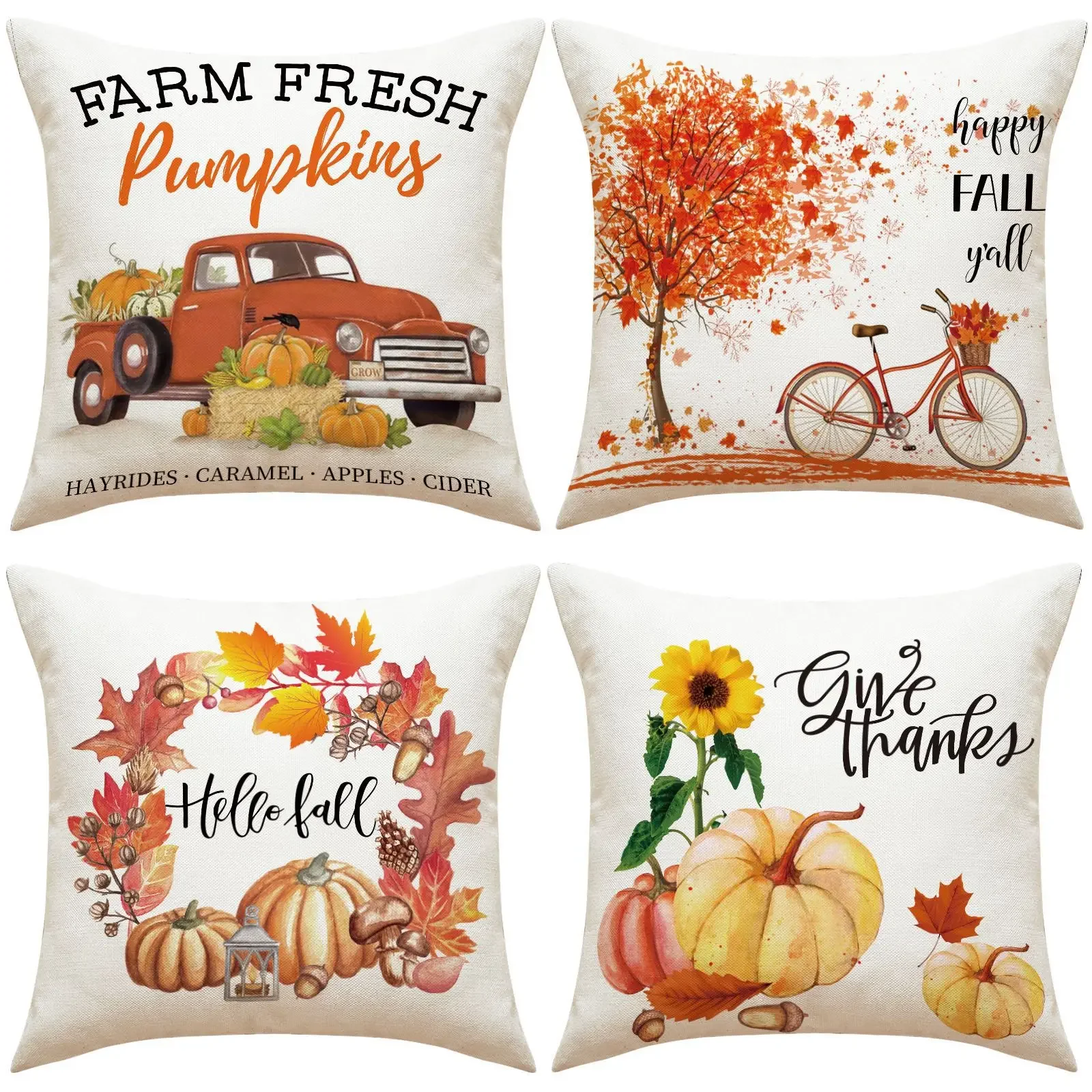 Maple Leaf Pumpkin throw pillow covers with digital printing of short plush fabric Car-shaped sofa cushion for office Home decor
