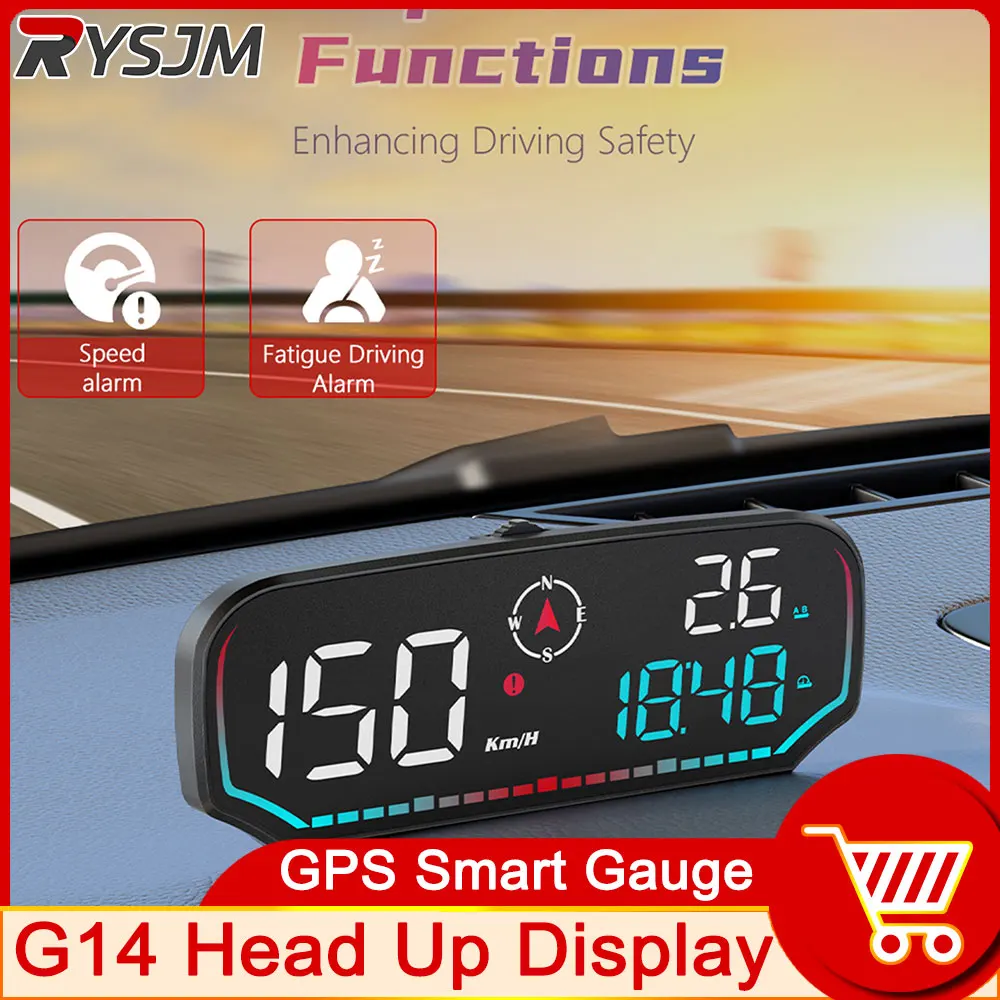 G14 Цифровой GPS-спидометр для всех автомобильных GPS HUD Проекционный дисплей Универсальный одометр Сигнализация превышения скорости Автоэлектрические аксессуары