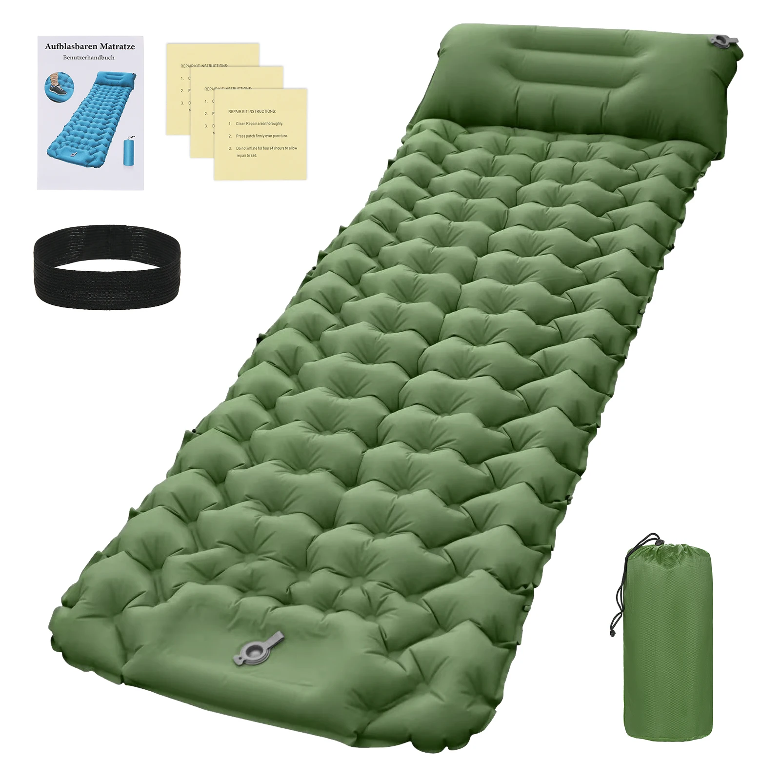 Camping Sleeping Pad with Pillow Built-in Pump Ultralight Inflatable Sleeping Mat Waterproof Camping Air Mattress for Hiking