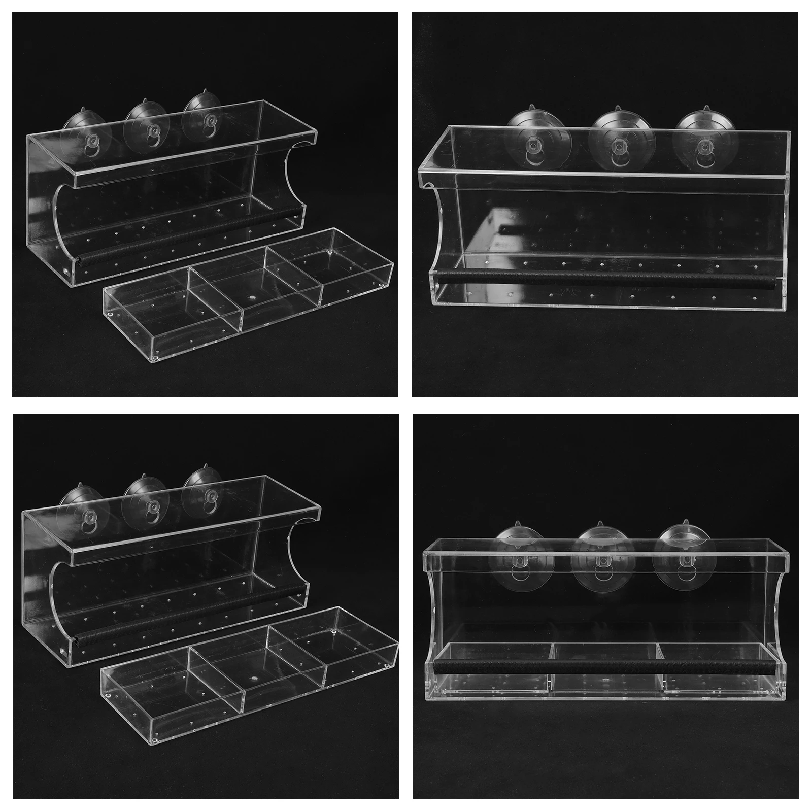 

1 set Transparent Acrylic Bird Feeder Parrot Food Container Durable Large Capacity Window Bird Box Clear Feeders for Outside Pet