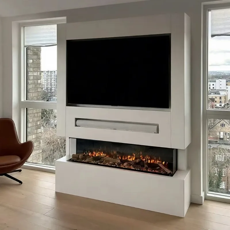 CRUISE Modern 640mm LCD Virtual Linear 3D Fireplace Electronic Heating Synchronization Burning Wood Hotel Electric