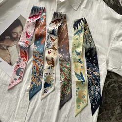 Mulberry Silk Scarf 5*86cm Scarf Female Multifunctional Headband Small Scarf Handbag Luxury Ribbon High-end Souvenir Hair Band