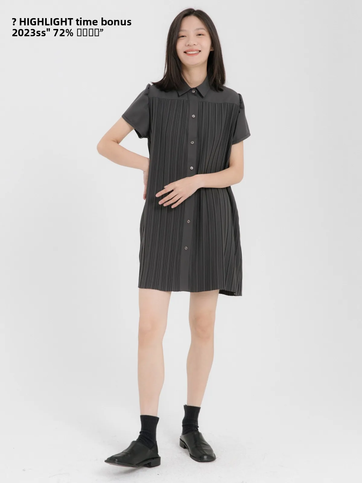 

Slimming irt Dr Single Button Folded Hem High Waist A-Line Skirt Polyester Fiber ort Sve Casual Sle Dr