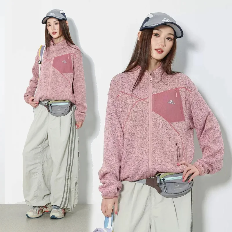 Autumn Winter Fleece Jackets Women Outdoor Cycling Hiking Sport Short Jacket Sweet Girl Loose Casual Warm Track Coat Female