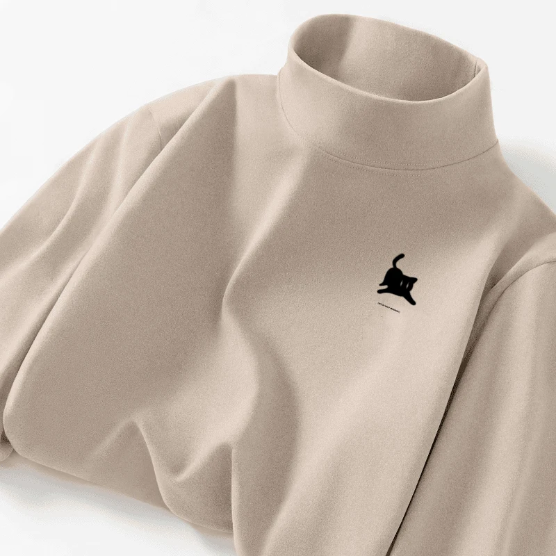 

Плотная американская футболка с длинным рукавом и высоким воротником, с принтом Velboa, модная, брендовая, повседневная, свободного кроя, осенне-зимний топ