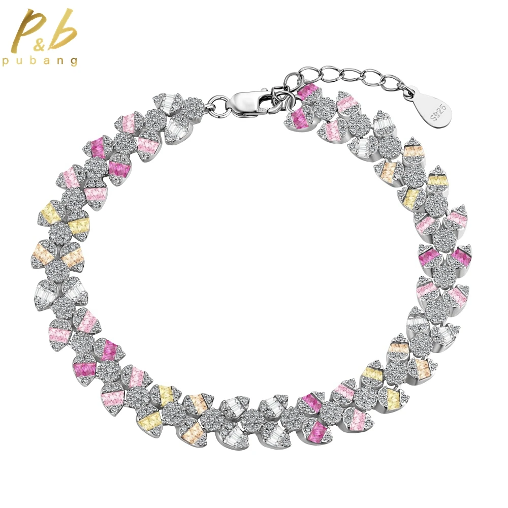 

PuBang Fine Jewelry Cocktail Bracelet Solid 925 Sterling Silver Sparkling Created Moissanite for Women Engagement Gift Wholesale