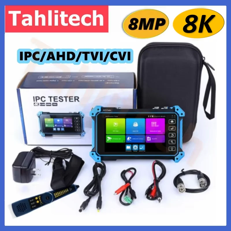 Tester CCTV 5,4 cala, tester kamer analogowych, tester kamer IP 8K, IPC-5200C Plus, tester PTZ, wejście VGA HDMI, lokalizator kabli, tester PoE CCTV