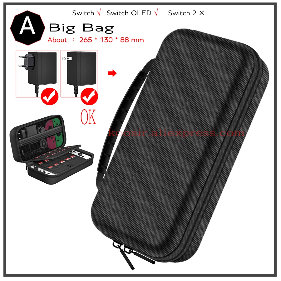 Torba do przechowywania i przenoszenia Nintendo Switch OLED z tkaniny Oxford, wysokiej jakości, przenośna, ochronna, odporna na zarysowania, torba podróżna. — zdjęcie produktu 4