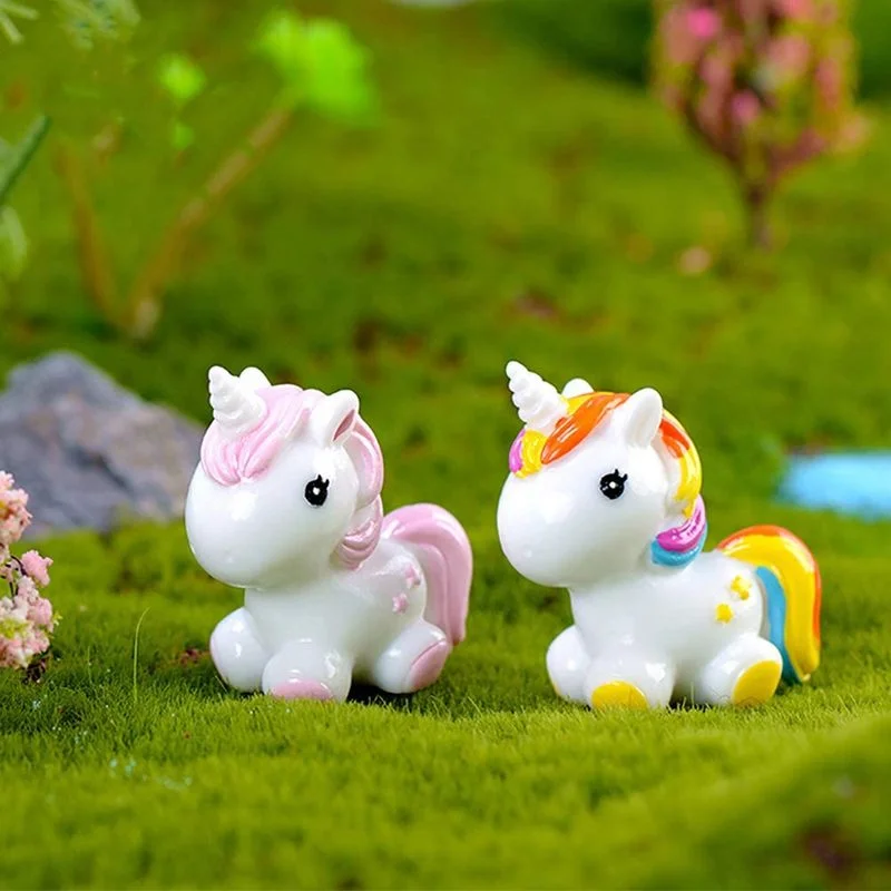 Miniature Unicorn Figurines Statue Rainbow Unicorn Cake Toppers Decor  Moss Landscape DIY Terrarium Crafts Ornament Home Decor