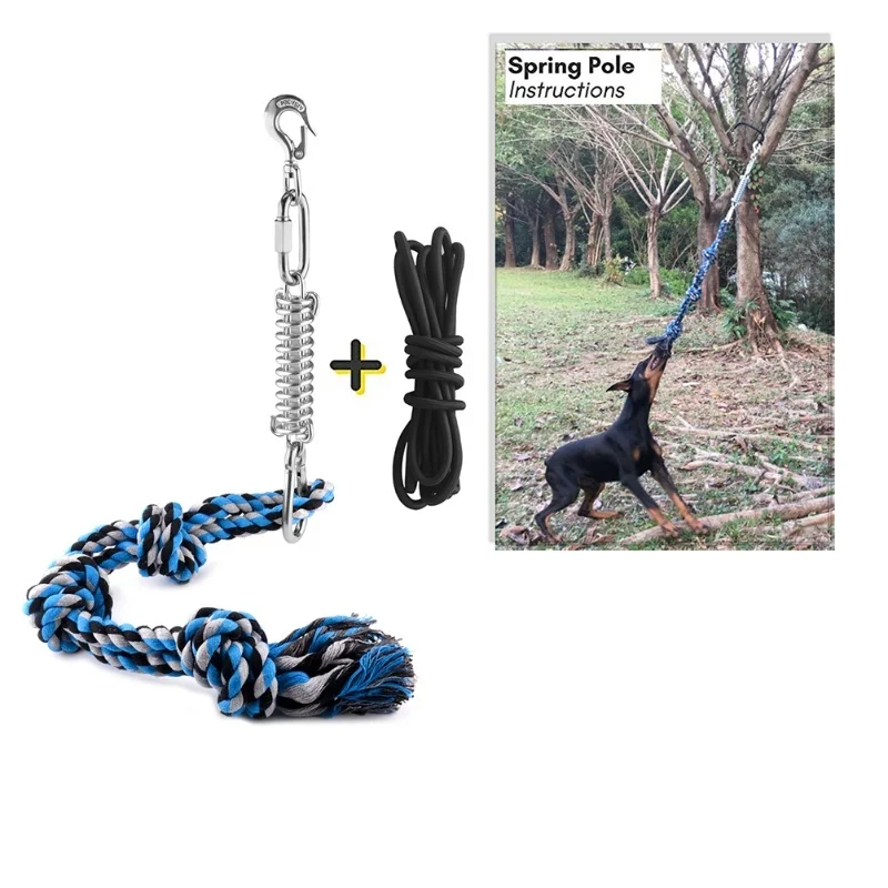 Spring Pole Dog Rope Toy Dog Tug Of War Toy Outdoor Pet Exercise Rope