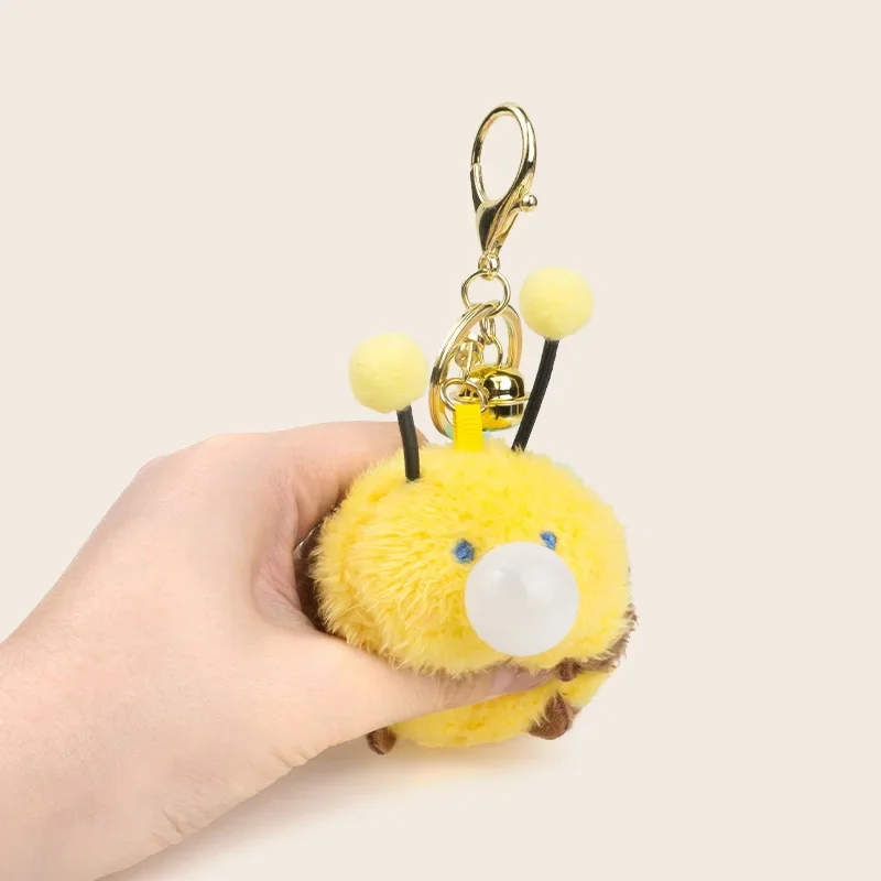 Porte-clés en peluche dessin animé mignon, bulle à presser, pendentif, décompression, jouet d'aération, porte-clés amusant, jouet en peluche, décoration de sac à dos