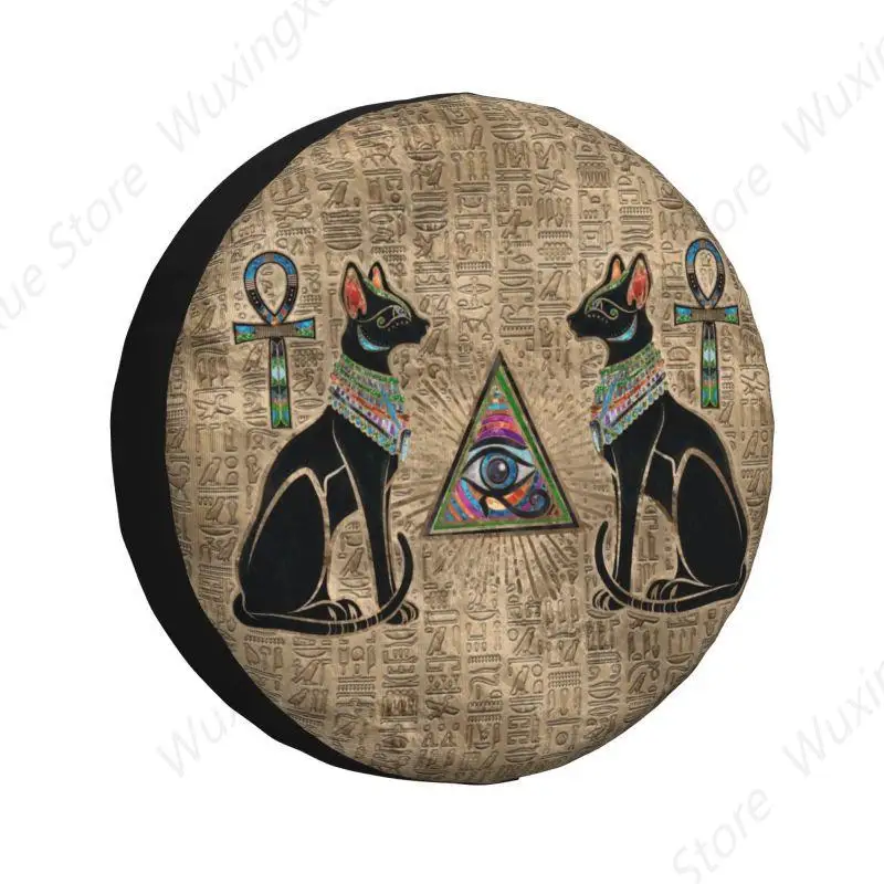 Egyptian Cats And Eye Of Horus Spare Wheel Cover for Jeep Pajero 4x4 Trailer Custom Ancient Egypt Tire Protector 14