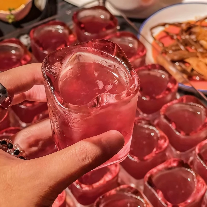 2 قطعة 45 مللي كوب زجاجي النار شريط زجاجي أكواب شرب شفافة شخصية الحب على شكل كوكتيل الزجاج كؤوس مشروبات الإبداعية #2