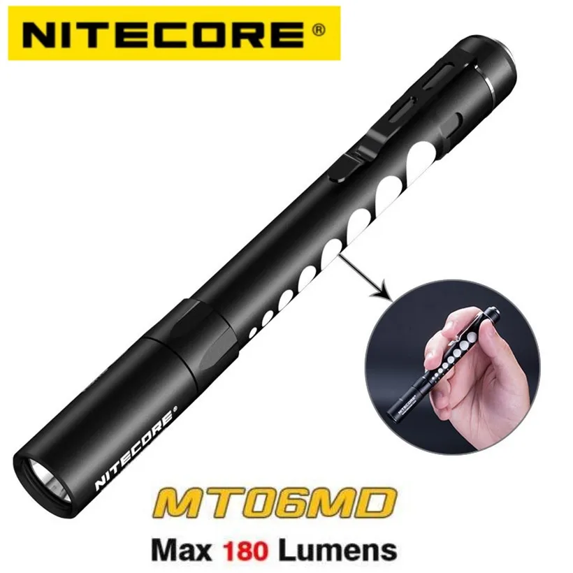 NITECORE MT06MD Lamp CRI Nichia 219B LED EDC Flashlight 180 Lumens Mini Torch Lantern Portable Medical Inspect Penlight Light