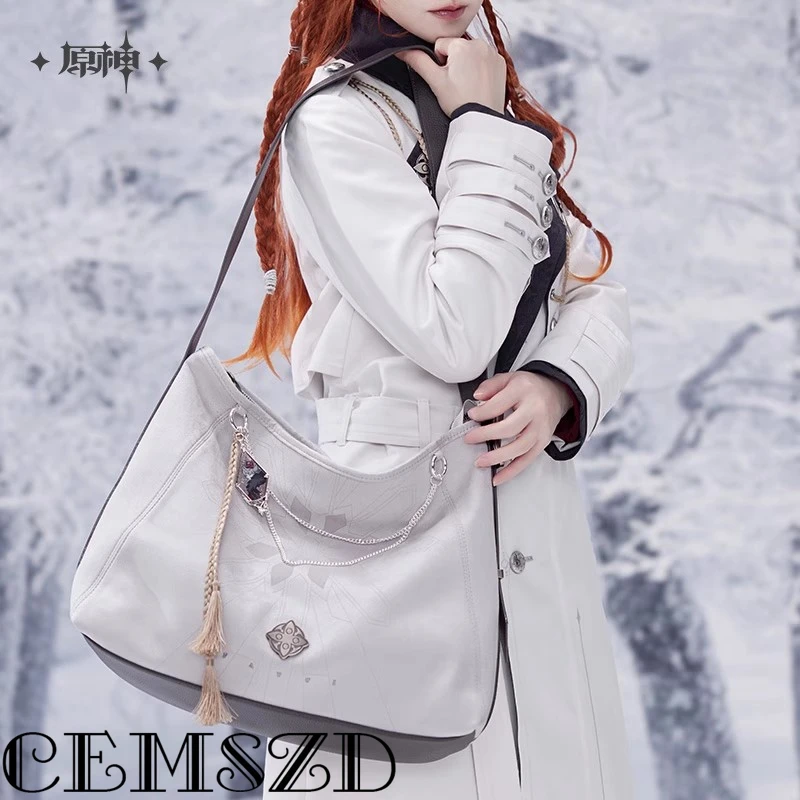 [Genuine] Game Genshin Impact FROSTAnd FLAME SERIFS Series Anime Character Crossbody Zipper Bag Cartoon Large Capacity Cosplay