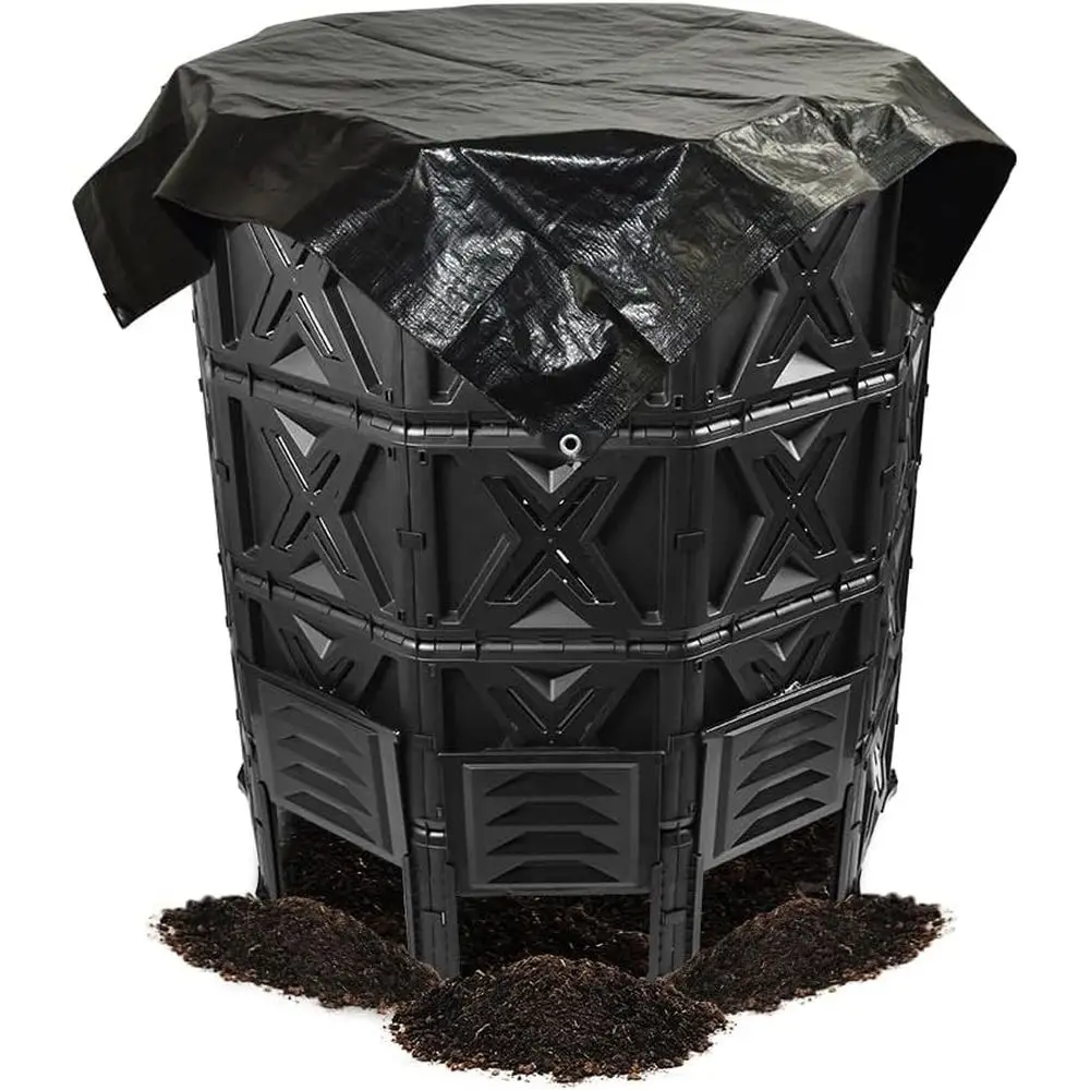 

Большой компостер - 190 галлонов (720 л) с улучшенной системой аэрации, простая сборка, без BPA, прочный, для использования на улице