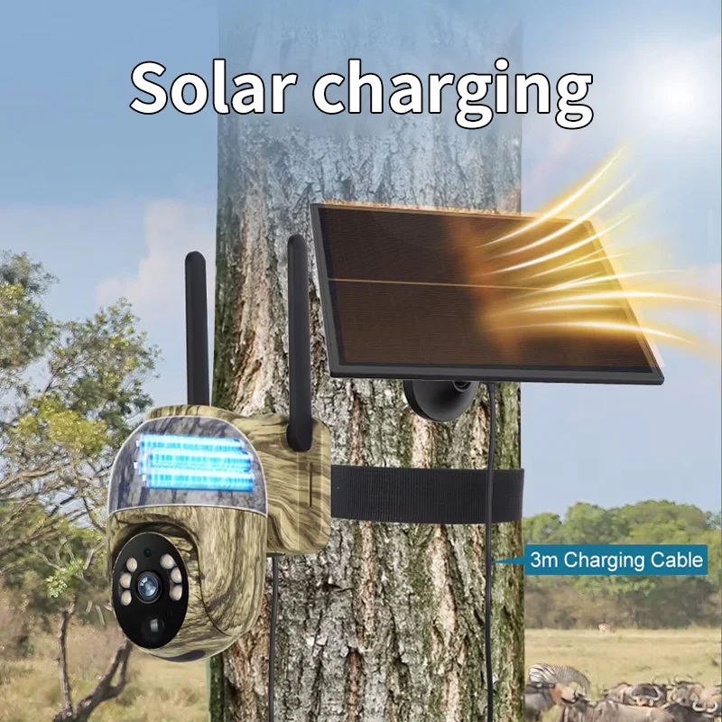 4MP WiFi Wireless Outdoor Solar Camera 4G SIM Card with Solar Panel Two-Way Audio Security CCTV Camera