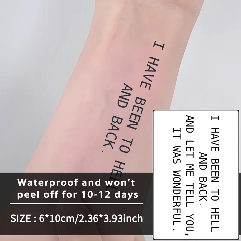 

1 шт., водонепроницаемые временные татуировки с английским предложением, долговечные водонепроницаемые наклейки от одного до двух недели, для рук, ног, груди.
