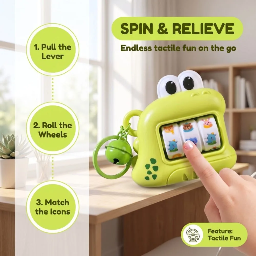 Plastic Fidget Keychain Pocket Size Cartoon Dinosaur Key Chain Pendant Bright Colorful Rotary Rolling Design Mini Game Keychain