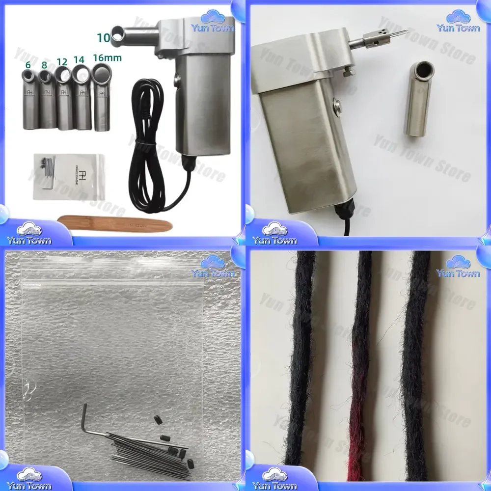 Stainless Steel Automatic Long Hair Lock Maker for Crochet Hair Extensions Motor Tool for Hair Braiding and Locs Styling
