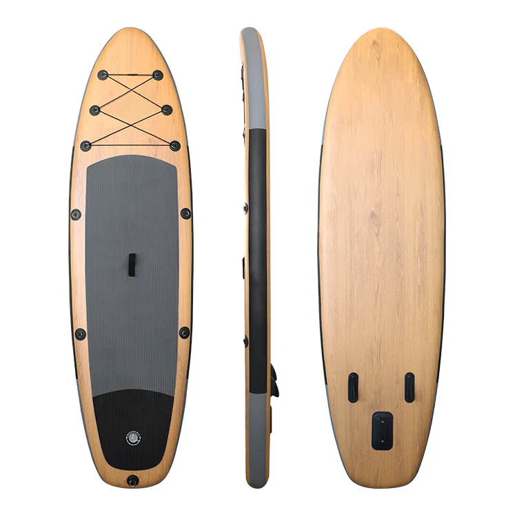 2023 mais recente design estilo madeira remo inflável sup board aventura inflável placa de remo de bambu