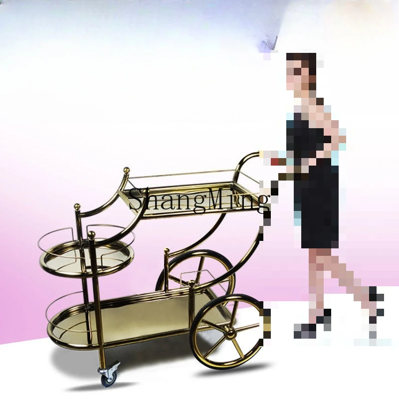 FGgood-looking  luxury concubine wine cart titanium dining cart mobile dim sum tea cake cart