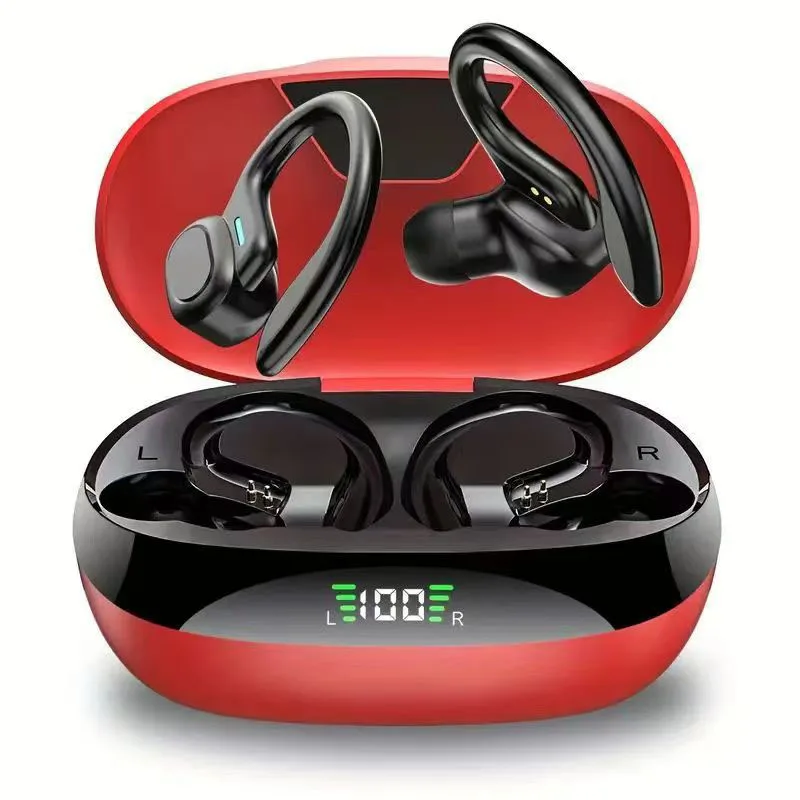 Lenovo Original EarHook Sport-Kopfhörer, kabellose Bluetooth-Kopfhörer, In-Ear-Headset mit digitaler Anzeige und Geräuschunterdrückung