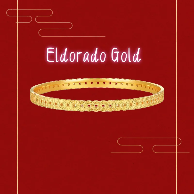 

999 real gold sparkling hollow ice copper coin bracelet, full circle of coin plain circle braceletValentine's Day gifts for cou