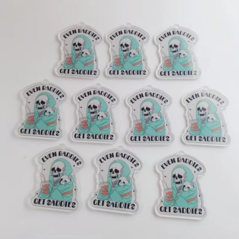 10pcs acrylic crying skull pendant, DIY jewelry making earrings necklace keychain accessories