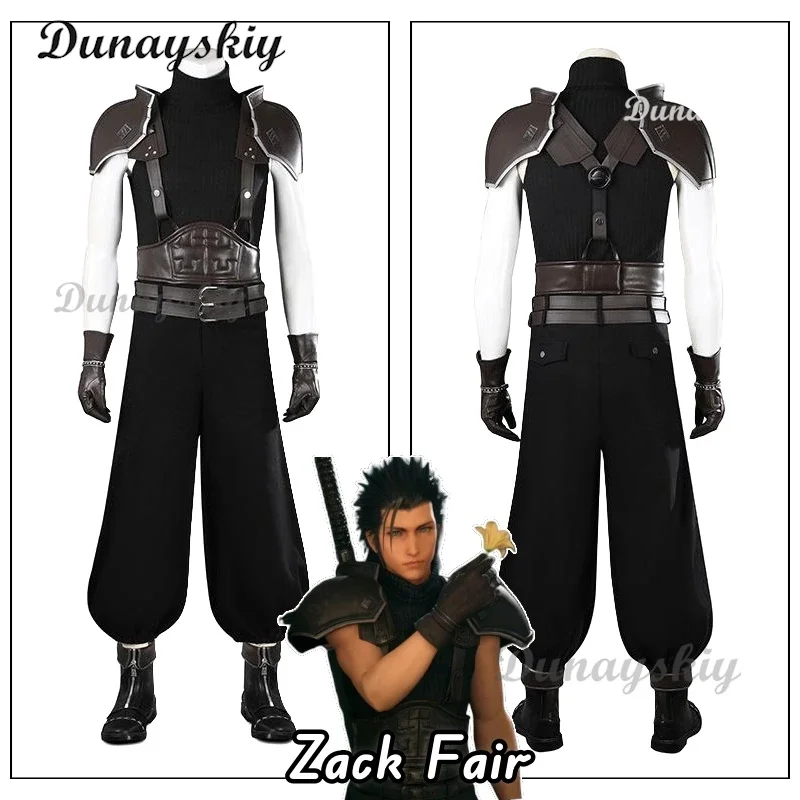 Zack Fair Final Fantasy VII 7 Crisis Core Zack Fair Cosplay Costume Adult Men Game Cos Clothes Suit Shoes Battle Halloween Party