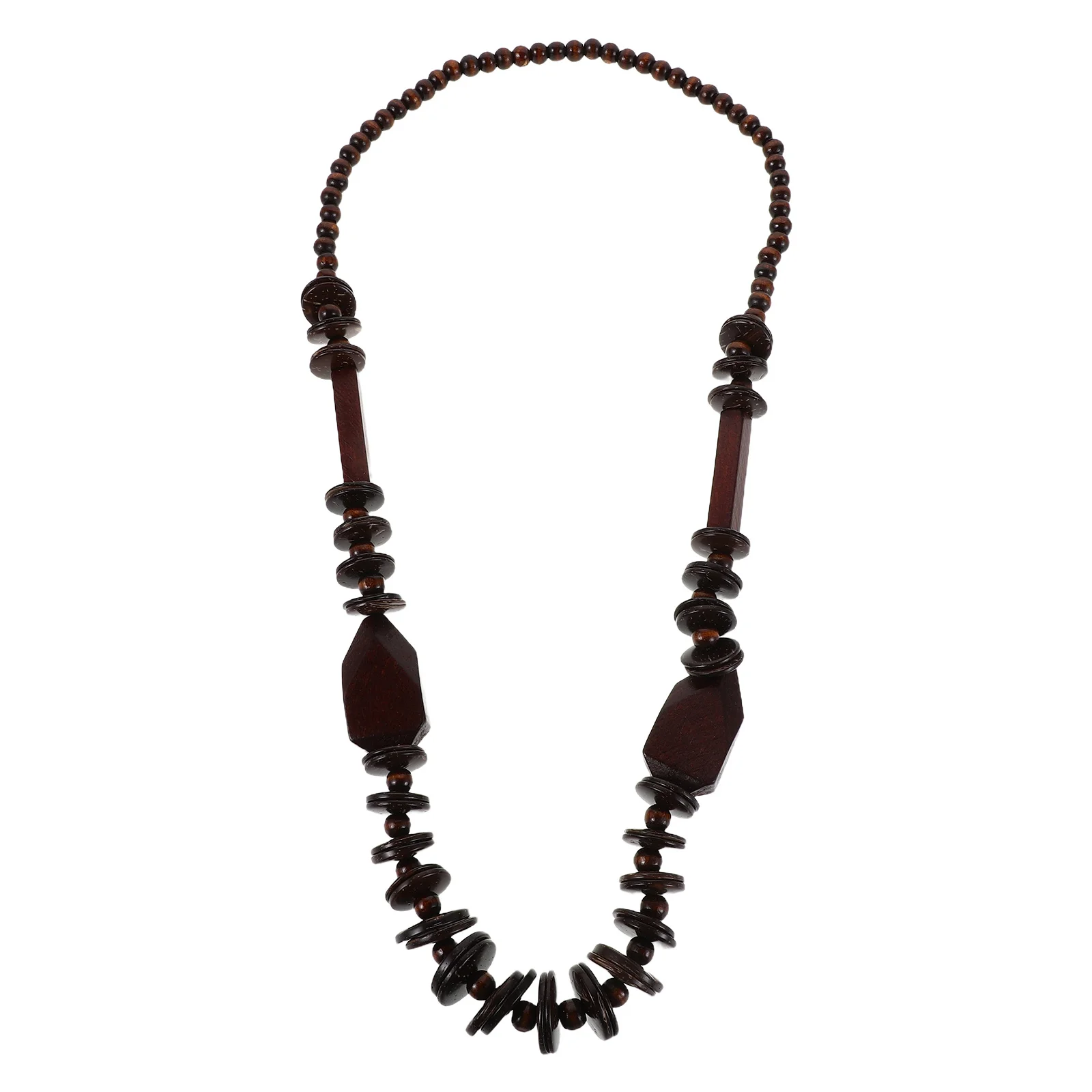 

Boho Choker Necklace Handmade Coconut Shell Wooden Beads Vintage Ethnic Style Summer Beach Jewelry Statement Pendant